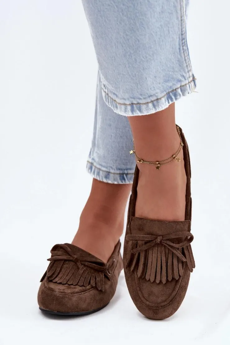 Damskie Boto Mokasyny Damskie Z Frędzlami I Kokardką Ciemnozielone Olivianne