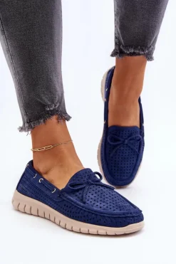 Buty damskie Vinceza Loafersy Damskie|Mokasyny Na Platformie*Mokasyny Damskie Z Kokardą Granatowe Reece Niebieski