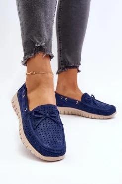 Buty damskie Vinceza Loafersy Damskie|Mokasyny Na Platformie*Mokasyny Damskie Z Kokardą Granatowe Reece Niebieski