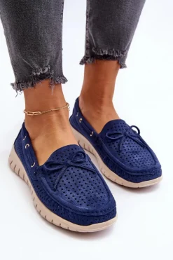 Buty damskie Vinceza Loafersy Damskie|Mokasyny Na Platformie*Mokasyny Damskie Z Kokardą Granatowe Reece Niebieski