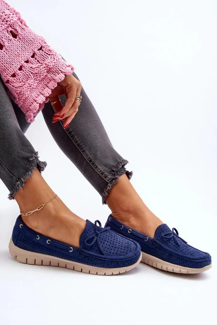 Buty damskie Vinceza Loafersy Damskie|Mokasyny Na Platformie*Mokasyny Damskie Z Kokardą Granatowe Reece Niebieski