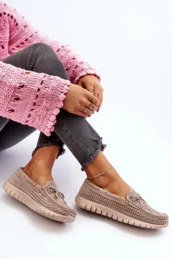 Damskie Buty damskie Vinceza Mokasyny Damskie Z Kokardą Beżowe Reece