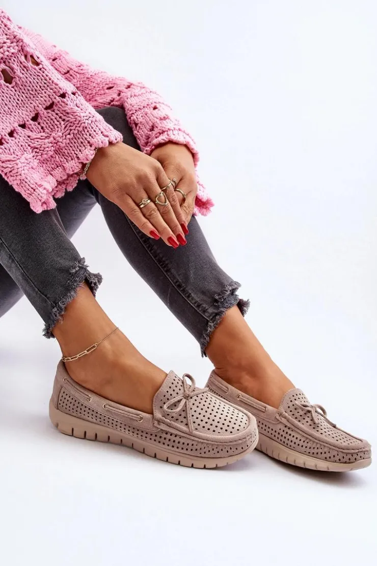 Damskie Buty damskie Vinceza Mokasyny Damskie Z Kokardą Beżowe Reece