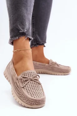 Damskie Buty damskie Vinceza Mokasyny Damskie Z Kokardą Beżowe Reece