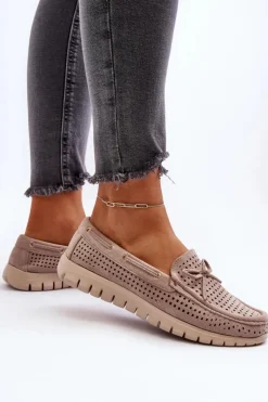 Damskie Buty damskie Vinceza Mokasyny Damskie Z Kokardą Beżowe Reece