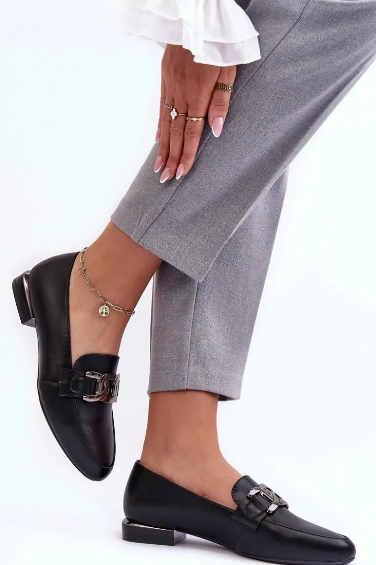 Buty Sergio Leone Mokasyny Damskie Skórzane|Mokasyny Damskie Zamszowe*Mokasyny Damskie Z Ozdobą Czarne Camilena Czarny