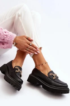 Sale Boto Mokasyny Damskie Z Ozdobą Czarne Gargi