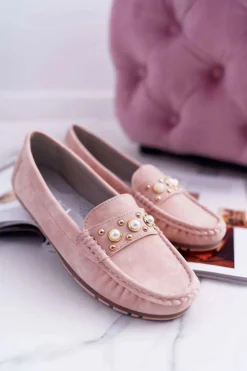 Damskie Damskie buty S.Barski Mokasyny Damskie Z Perełkami Różowe Noell