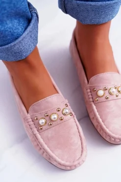 Damskie Damskie buty S.Barski Mokasyny Damskie Z Perełkami Różowe Noell