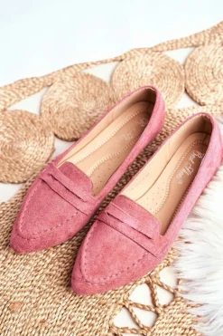Outlet Boto Mokasyny Damskie Zamszowe CH-1M6 Różowe Laveria