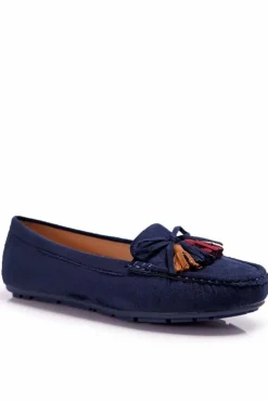 Damskie Damskie buty S.Barski Mokasyny Damskie Zamszowe Granatowe S.Barski A199 Mohabe