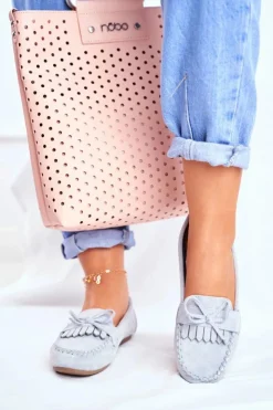 Boto Mokasyny Damskie Zamszowe*Mokasyny Damskie Zamszowe Błękitne Velucci