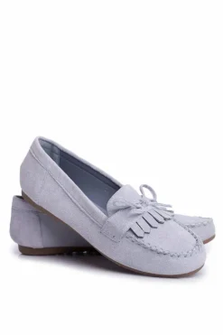 Boto Mokasyny Damskie Zamszowe*Mokasyny Damskie Zamszowe Błękitne Velucci