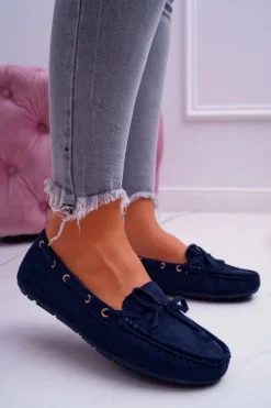 Damskie buty S.Barski Mokasyny Damskie Zamszowe Granatowe S.Barski Gustoben