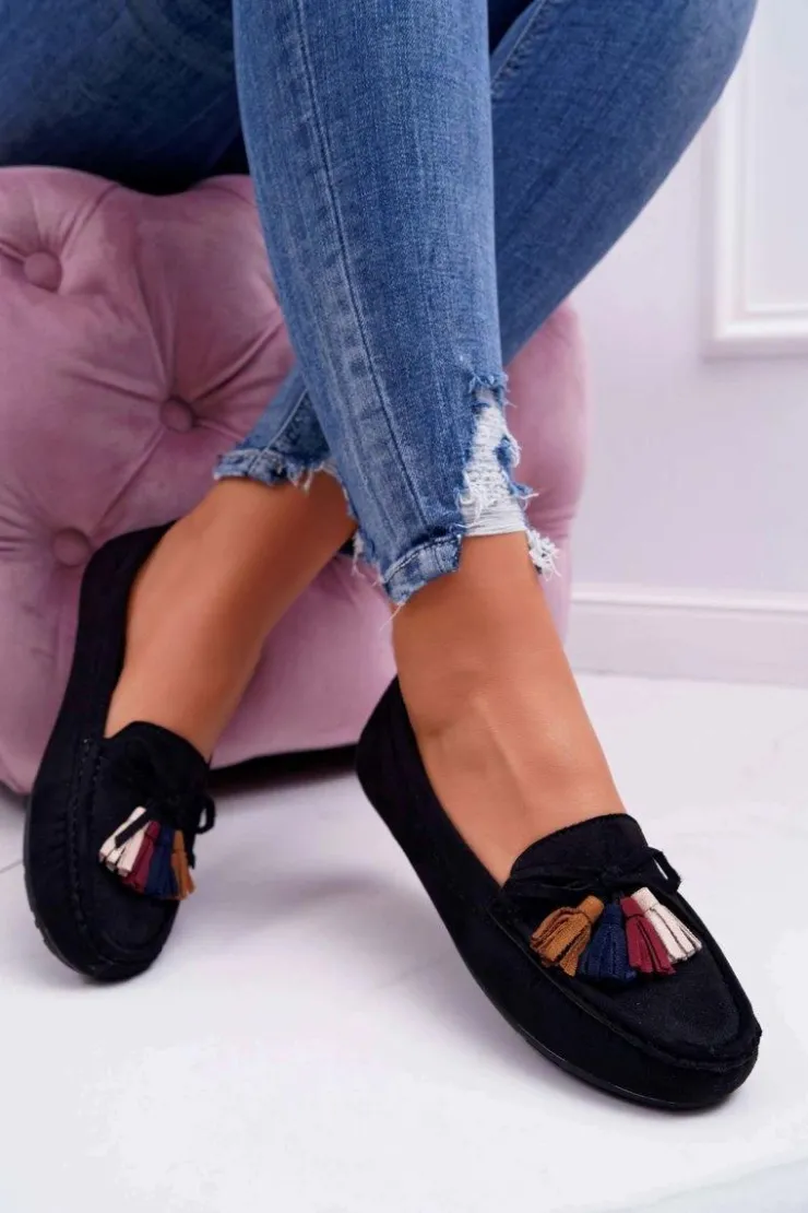 Damskie buty S.Barski Mokasyny Damskie Zamszowe*Mokasyny Damskie Zamszowe Czarne S.Barski A199 Mohabe