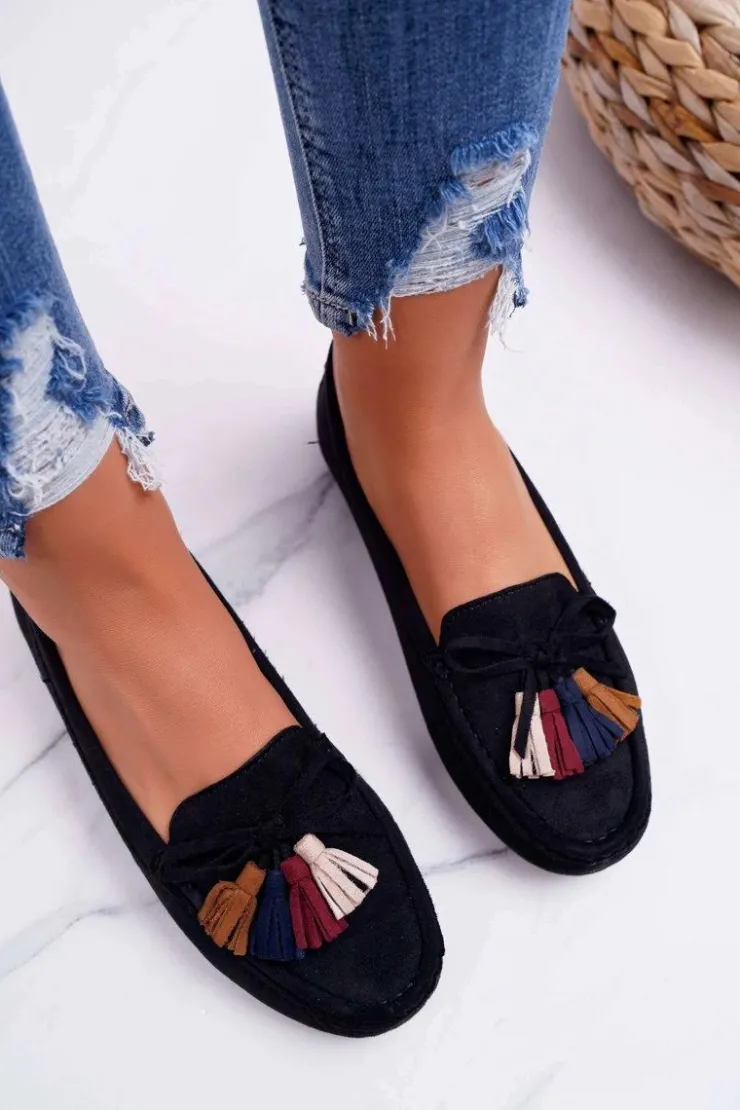 Damskie buty S.Barski Mokasyny Damskie Zamszowe*Mokasyny Damskie Zamszowe Czarne S.Barski A199 Mohabe