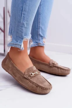 Boto Mokasyny Damskie Zamszowe*Mokasyny Damskie Zamszowe Comfort Beżowe Anzio