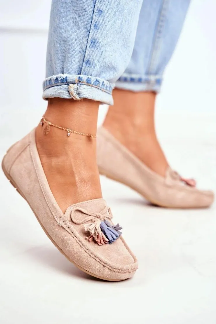 Evento Loafersy Damskie|Mokasyny Damskie Zamszowe*Mokasyny Damskie Zamszowe Modne Beżowe Donna Mia