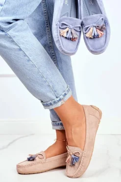 Evento Loafersy Damskie|Mokasyny Damskie Zamszowe*Mokasyny Damskie Zamszowe Modne Beżowe Donna Mia