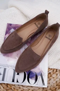 Boto Mokasyny Damskie Zamszowe*Mokasyny Damskie Zamszowe Skóra Loafery Cappuccino Homny