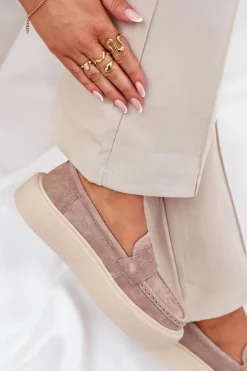 Damskie Buty damskie Vinceza Mokasyny Damskie Zamszowe Na Platformie Vinceza 79535 Beżowe