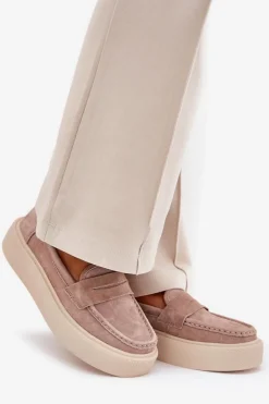 Damskie Buty damskie Vinceza Mokasyny Damskie Zamszowe Na Platformie Vinceza 79535 Beżowe