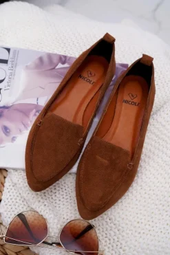 Best Boto Mokasyny Damskie Zamszowe Skóra Loafery Koniak Homny