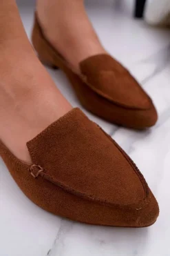 Best Boto Mokasyny Damskie Zamszowe Skóra Loafery Koniak Homny