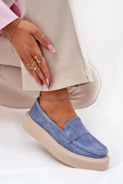 Buty damskie Vinceza Mokasyny Damskie Zamszowe*Mokasyny Damskie Zamszowe Na Platformie Vinceza 79535 Niebieskie