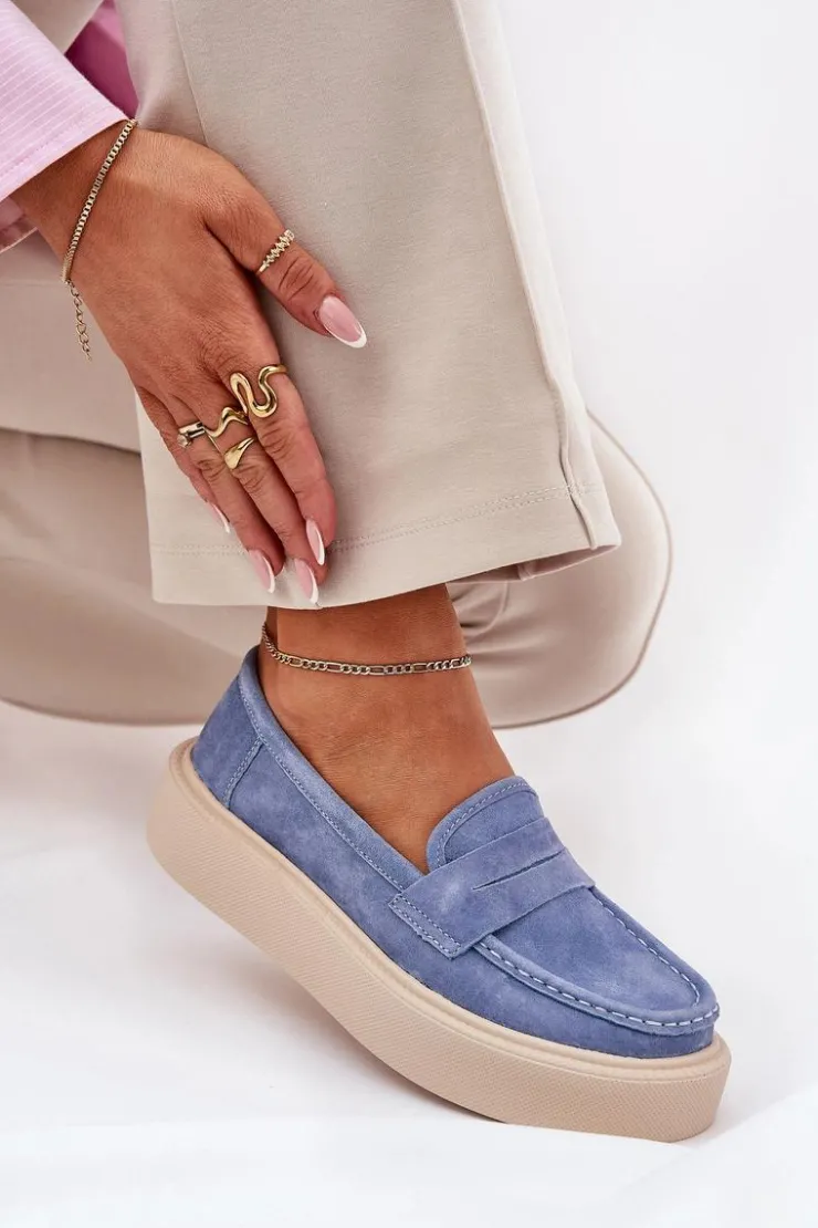 Buty damskie Vinceza Mokasyny Damskie Zamszowe*Mokasyny Damskie Zamszowe Na Platformie Vinceza 79535 Niebieskie