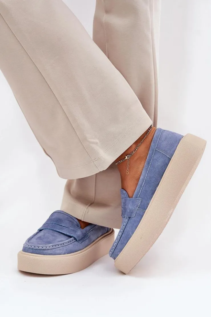 Buty damskie Vinceza Mokasyny Damskie Zamszowe*Mokasyny Damskie Zamszowe Na Platformie Vinceza 79535 Niebieskie