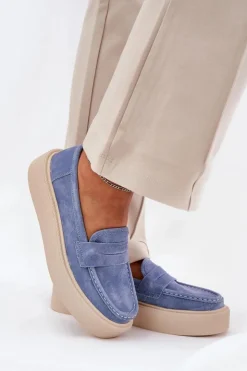 Buty damskie Vinceza Mokasyny Damskie Zamszowe*Mokasyny Damskie Zamszowe Na Platformie Vinceza 79535 Niebieskie