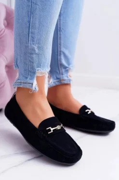 Boto Mokasyny Damskie Zamszowe*Mokasyny Damskie Zamszowe Comfort Czarne Anzio