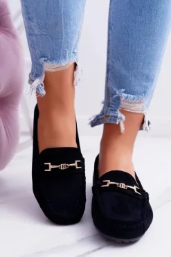 Boto Mokasyny Damskie Zamszowe*Mokasyny Damskie Zamszowe Comfort Czarne Anzio