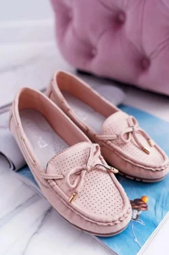 Clearance Damskie buty S.Barski Mokasyny Damskie Zamszowe Beżowe Grella