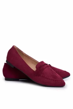 Boto Mokasyny Damskie Zamszowe*Mokasyny Damskie Zamszowe CH-1M6 Bordowe Laveria
