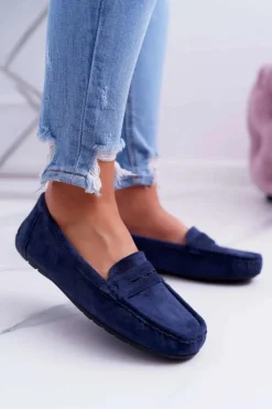 Boto Mokasyny Damskie Zamszowe*Mokasyny Damskie Zamszowe Granatowe Merlonte