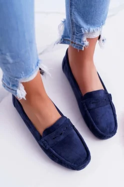 Boto Mokasyny Damskie Zamszowe*Mokasyny Damskie Zamszowe Granatowe Merlonte