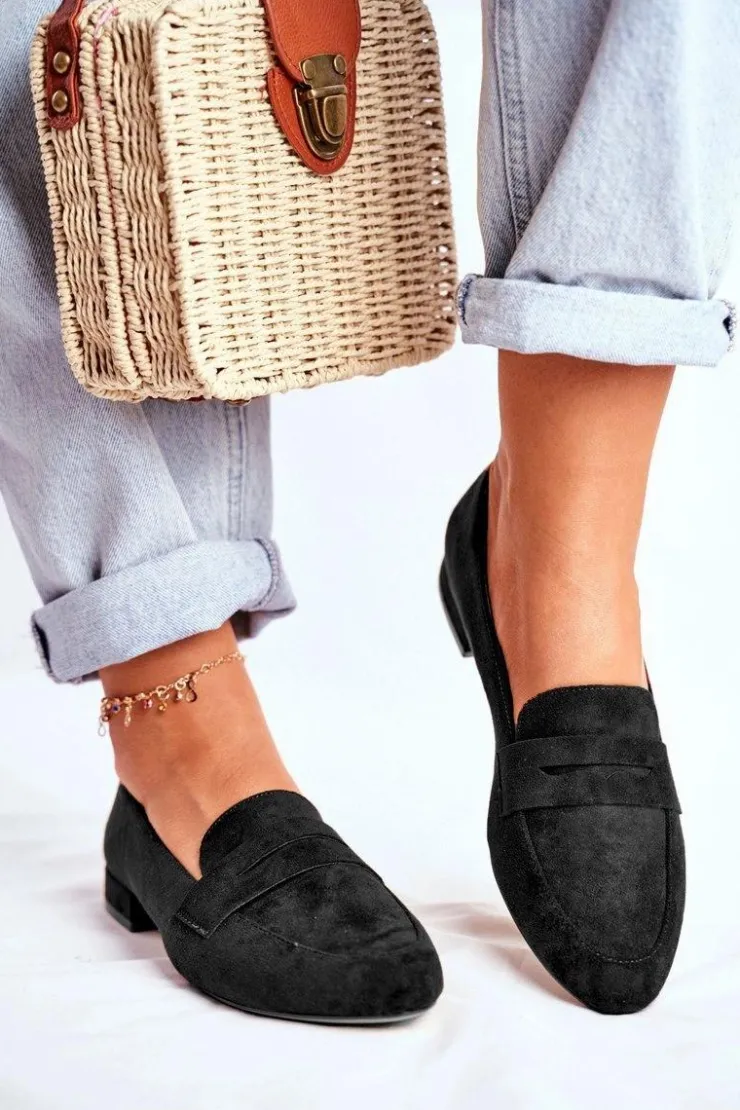 Damskie Buty Sergio Leone Mokasyny Damskie Zamszowe Sergio Leone MK734 Czarne Nebbi