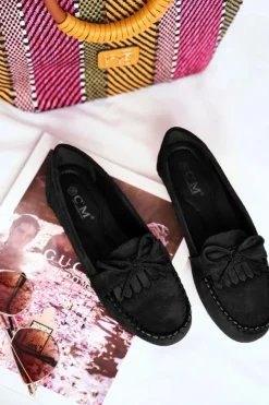 Damskie Boto Mokasyny Damskie Zamszowe Czarne Velucci