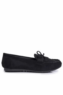 Damskie Boto Mokasyny Damskie Zamszowe Czarne Velucci