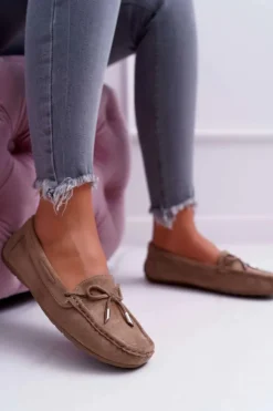 Damskie Boto Mokasyny Damskie Zamszowe Komfortowe Khaki Buggy