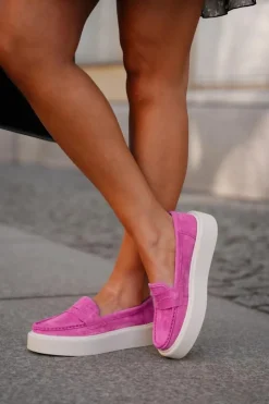 Hot Buty damskie Vinceza Mokasyny Damskie Zamszowe Na Platformie Vinceza 79535 Fuksja