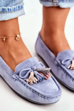 Evento Mokasyny Damskie Zamszowe Modne Niebieskie Donna Mia