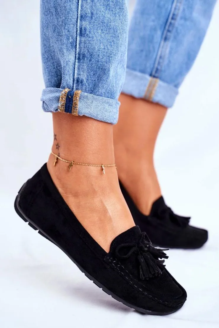 Damskie Evento Mokasyny Damskie Zamszowe 20PB35-2003 Czarne Donna Mia