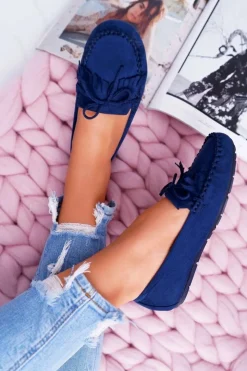 Boto Mokasyny Damskie Zamszowe*Mokasyny Damskie Zamszowe Granatowe Espanto