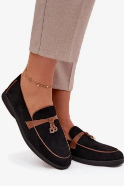 Boto Loafersy Damskie|Mokasyny Płaskie*Mokasyny Loafersy Damskie Z Eko Zamszu Czarne Darwen Czarny