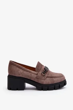 Buty damskie Vinceza Mokasyny Damskie Zamszowe*Mokasyny Na Masywnym Obcasie Beżowe Eriella