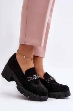 Clearance Buty damskie Vinceza Mokasyny Na Masywnym Obcasie Czarne Eriella Czarny