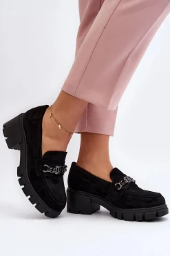 Clearance Buty damskie Vinceza Mokasyny Na Masywnym Obcasie Czarne Eriella Czarny